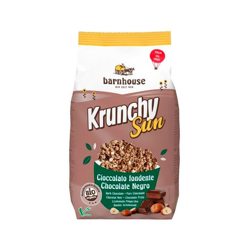 Muesli Krunchy Sun Chocolate Escuro e Avelãs Barnhouse 375 g