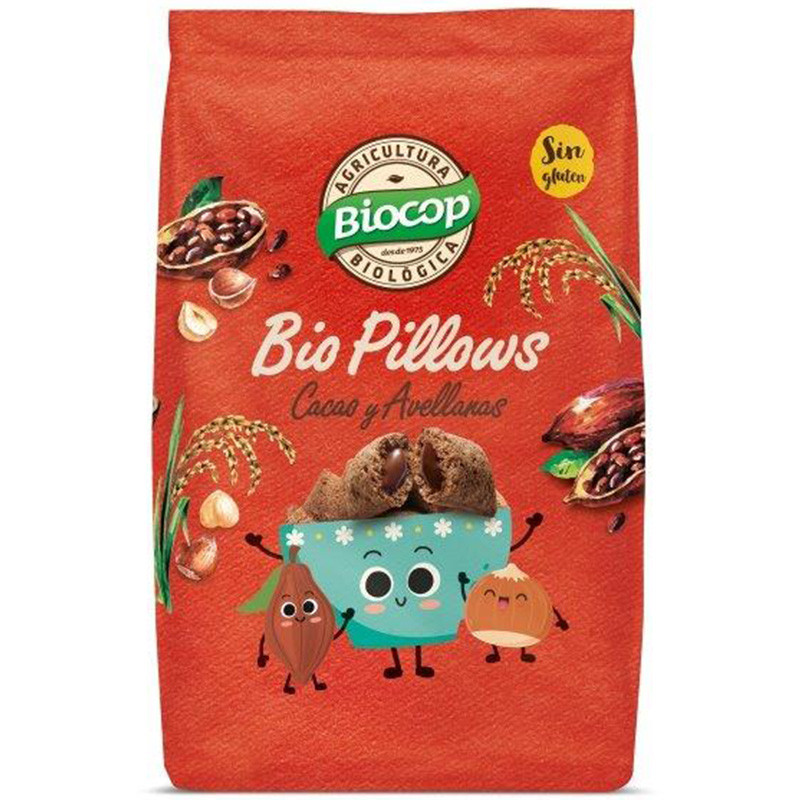 Biopillows Cacao Avellanas Sin Gluten Biocop 300 gr