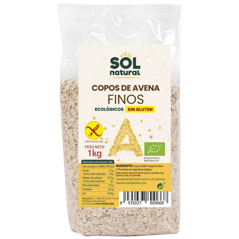 Sol Natural Fiocchi d'Avena Fini Senza Glutine 1Kg