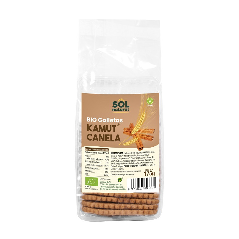 Sol Natural Biscuits Kamut et Cannelle Bio 175G