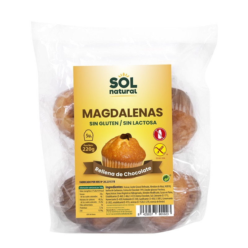 Sol Natural Magdalenas con Chocolate sin Gluten 5 uds