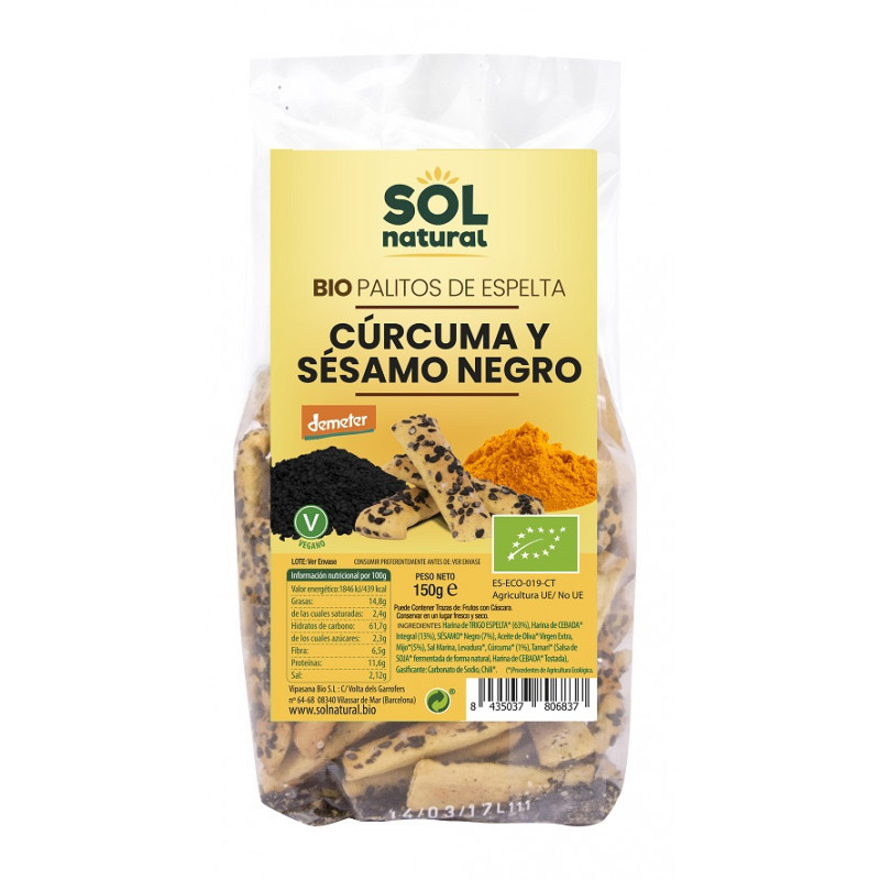 Sol Natural Turmeric and Black Sesame Sticks 150g