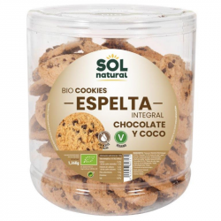 Jar of Spelt Choco Coconut Cookies Solnatural 1360 gr