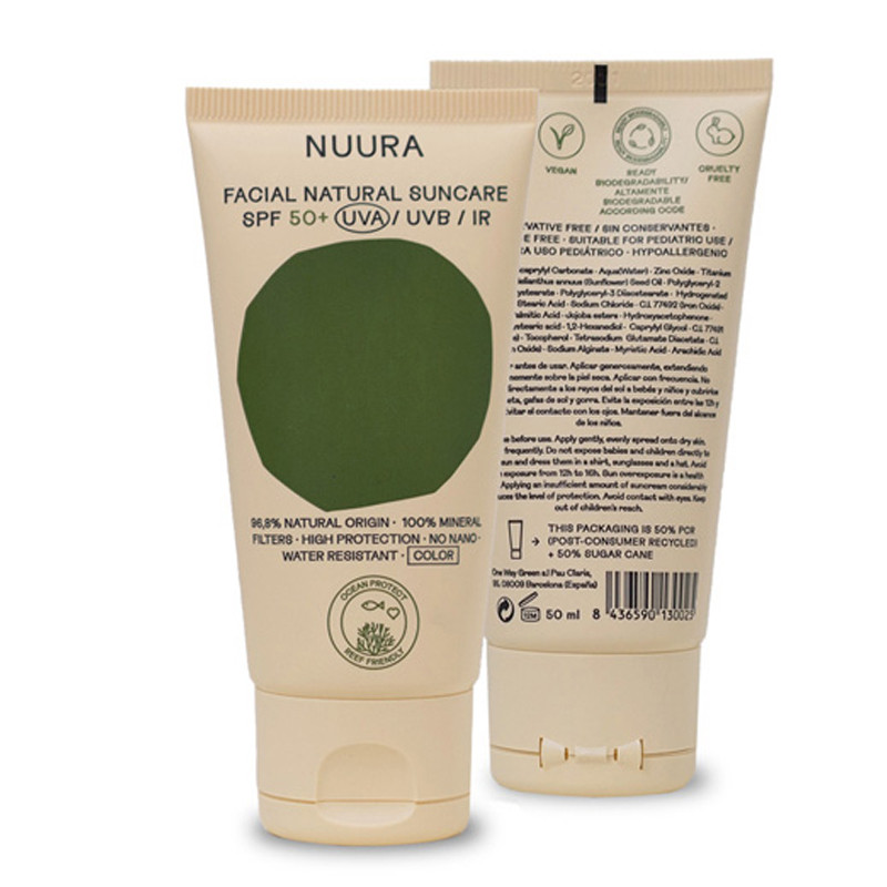 Natural Sun Cream Facial Color SPF 50 Nuura 50ml