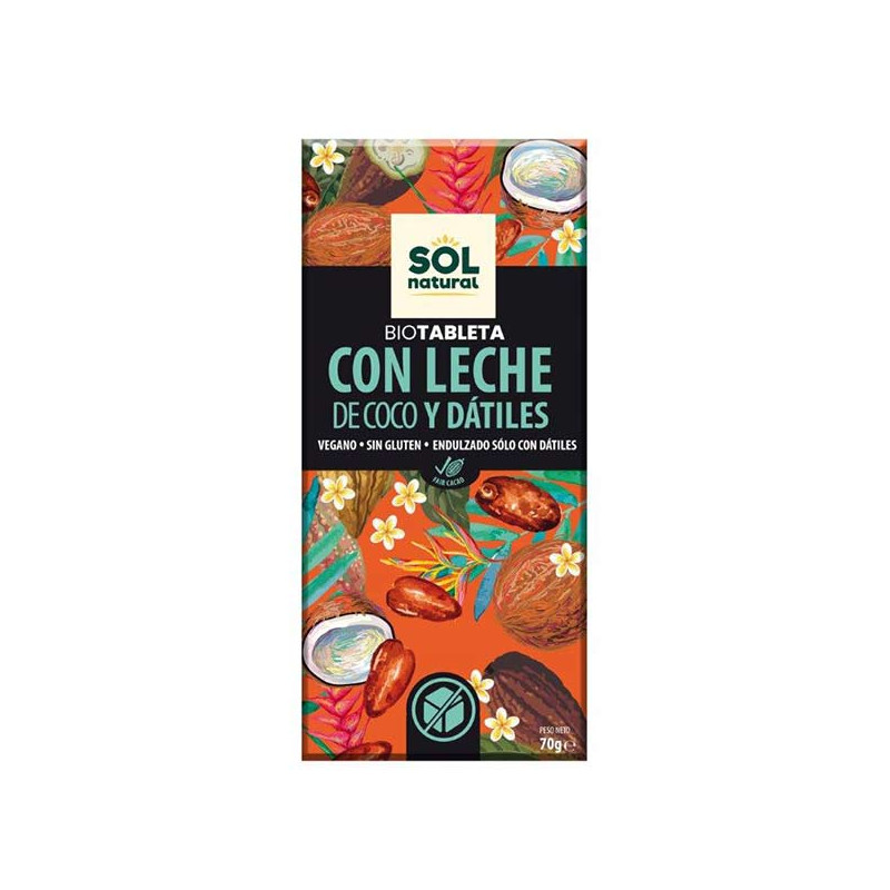 Chocolat végétalien au lait de coco et aux dattes Sol Natural