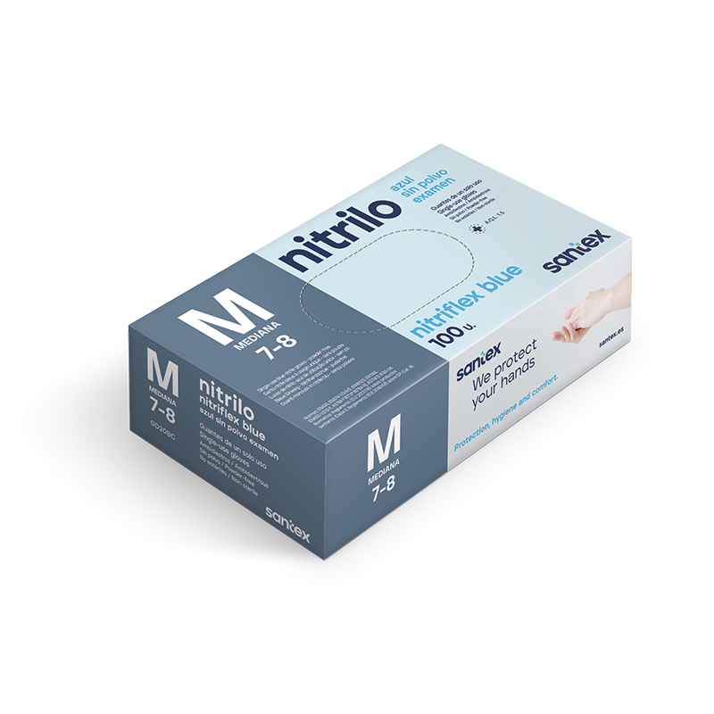 Santex Nitrile Gloves S/Powder Blue Size M