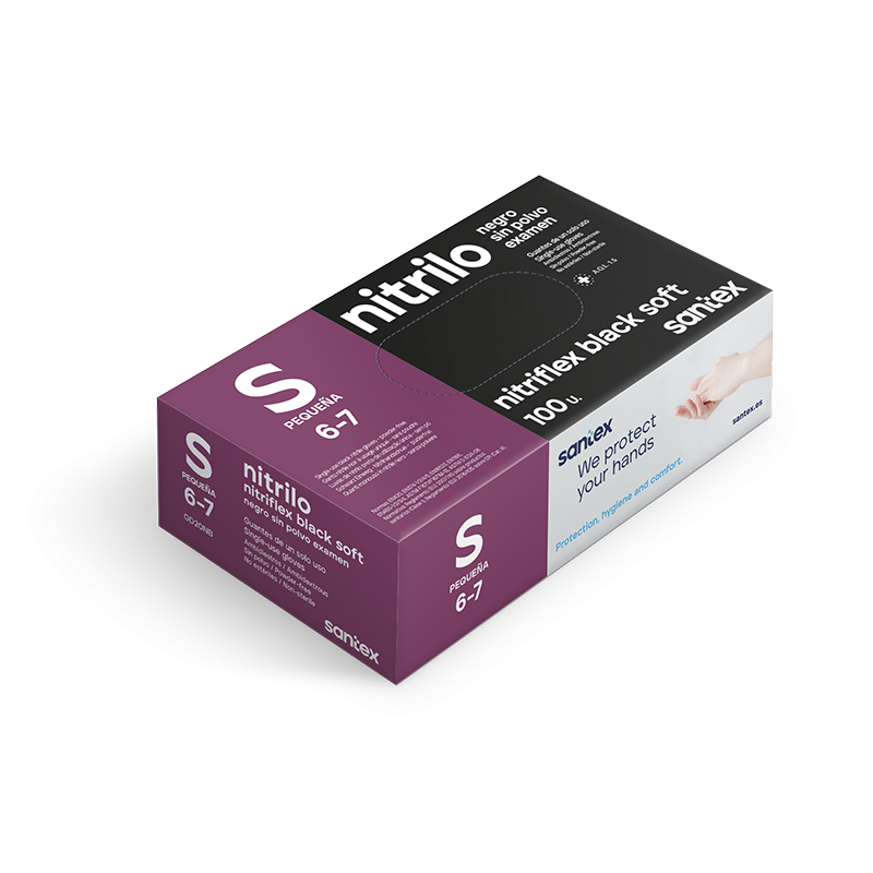 Santex Nitrile Gloves S/Powder Black Size S