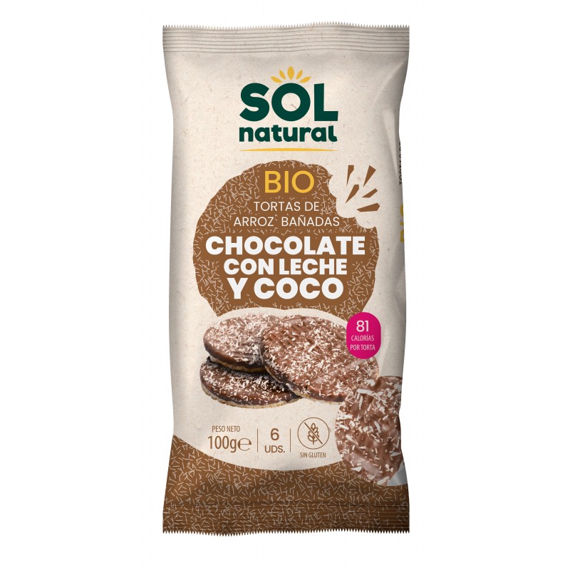 Sol Natural Tortas Arroz Chocolate y Coco sin Gluten 100g
