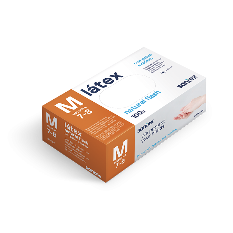 Latex Gloves with Natural Powder Size M Santex