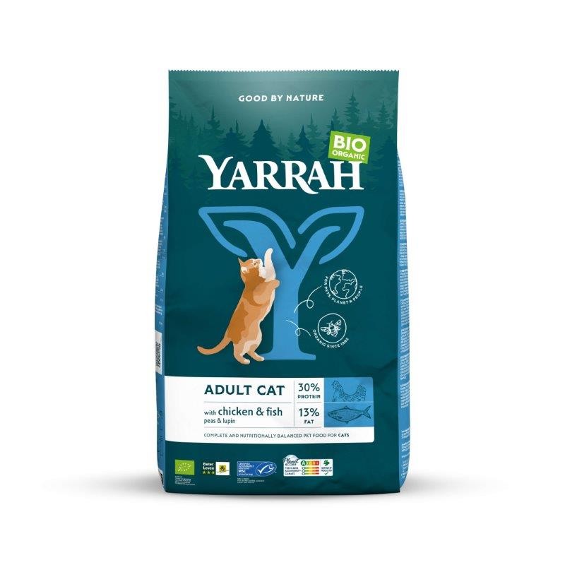 Yarrah ração orgânica de peixe para gatos bio 800g